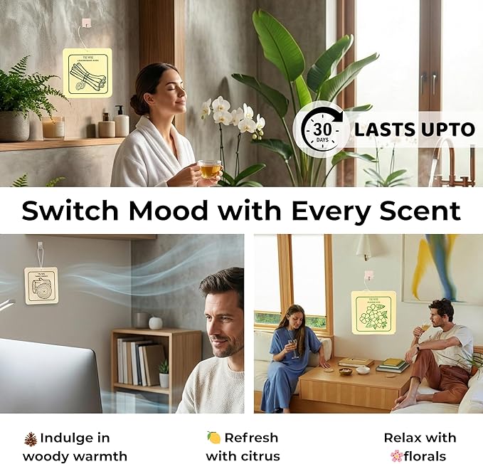 Room Deodorizer Gel Odor Eliminator For Home - Variety Pack Of 6 - Timber Essence|Sandal Mist|Lemongrass Aura|Violet Essence|Amber Rose|Jasmine Kiss - Bathroom Air Freshener Odor Absorber