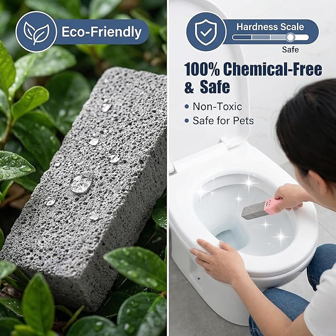 Jxueych 10 Pack Pumice Stone for Cleaning with 2 Handles – Heavy Duty Scouring Stick for Toilet Bowl, Rust, Hard Water & Stove – Bathroom & Kitchen Cleaner (10, Large)