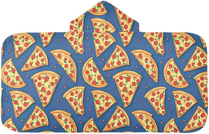 Kids Hooded Towels Funny Pizza Swimming Beach Towel 23.5" x 50" Bath Towel for Boys Girls 21216709