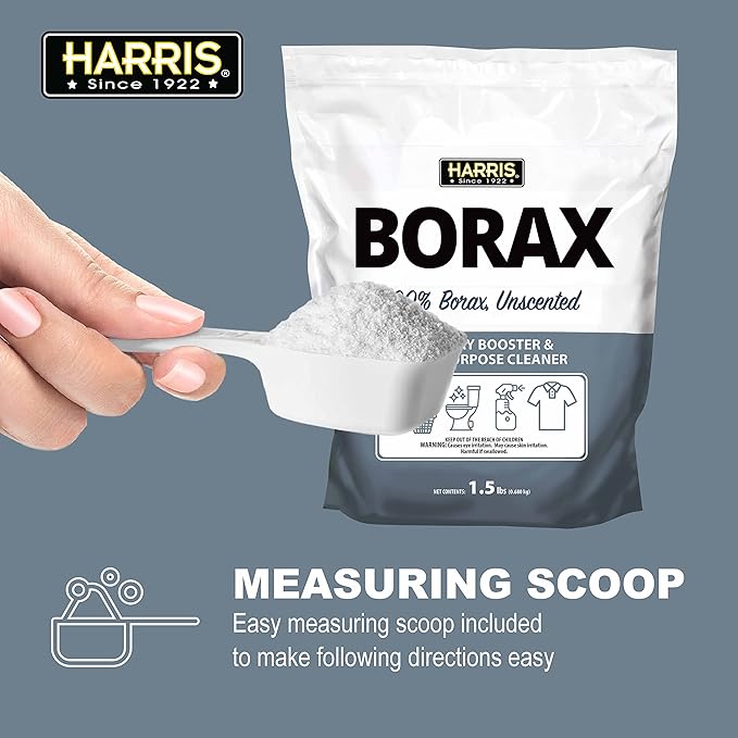 Harris Borax Powder Hard Water Laundry Booster and Powerful Multi-Purpose Cleaner, 1.5lb (Unscented)