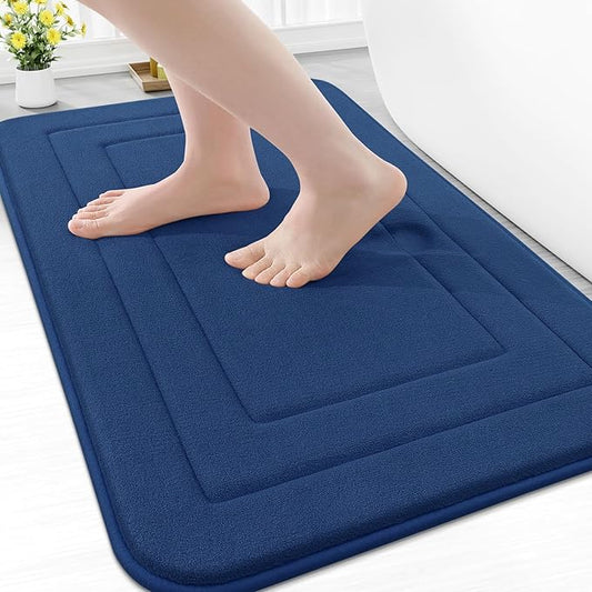Arotive Memory Foam Bathroom Rug Mat 30x20, Ultra Soft and Absorbent Bath Mat, Machine Wash Dry, Comfortable Bath Rug Carpet for Bathroom Floor, Tub and Shower, Navy