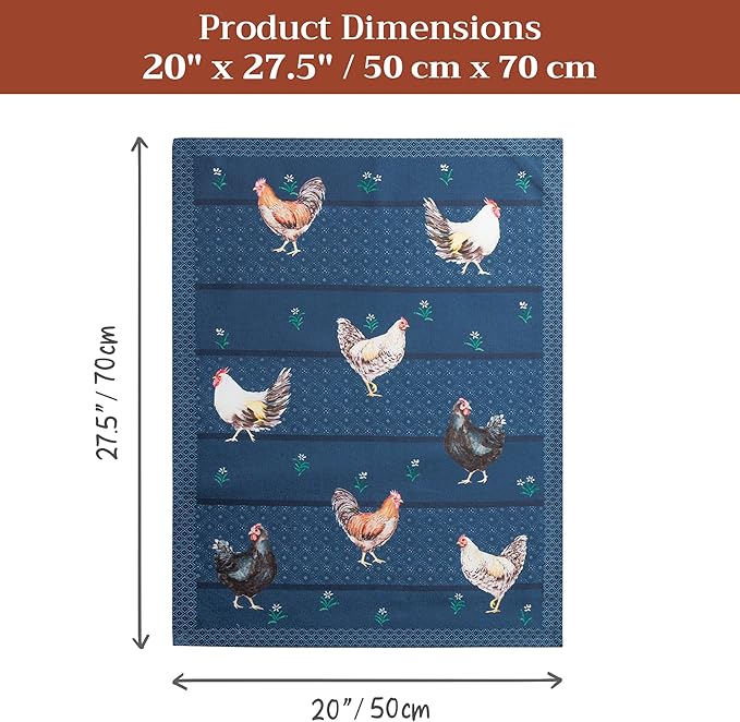Maison d'Hermine Kitchen Towels Set of 2 100% Cotton 27.50" x 20" Reusable Cloth Tea Dish Towels Absorbent with Hanging Loop for Kitchen, Home, Dining, Cocktail Parties (Meadow Rooster)