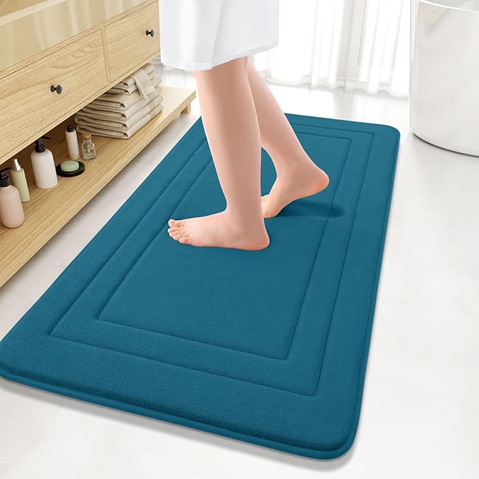 Arotive Memory Foam Bathroom Rug Mat 44x24, Ultra Soft and Absorbent Bath Mat, Machine Wash Dry, Comfortable Bath Rug Carpet for Bathroom Floor, Tub and Shower, Peacock Blue