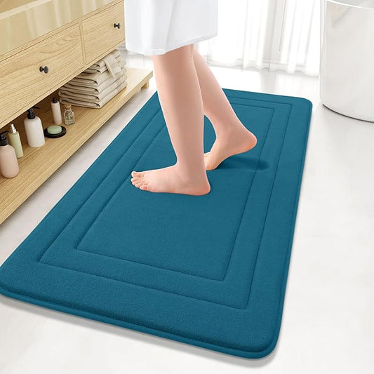 Arotive Memory Foam Bathroom Rug Mat 44x24, Ultra Soft and Absorbent Bath Mat, Machine Wash Dry, Comfortable Bath Rug Carpet for Bathroom Floor, Tub and Shower, Peacock Blue