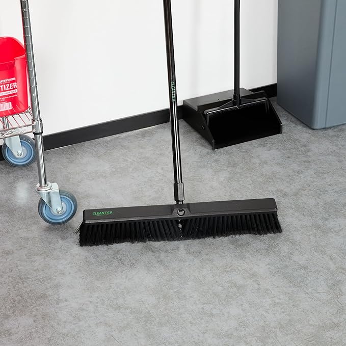 Restaurantware-BROOM HEAD ONLY: Clean Tek Professional 23.62-Inch Push Broom Head, 1 Heavy-Duty Cleaning Tool - Handle Sold Separately, Fine Flagged Bristles, Black Plastic, Outdoor Use