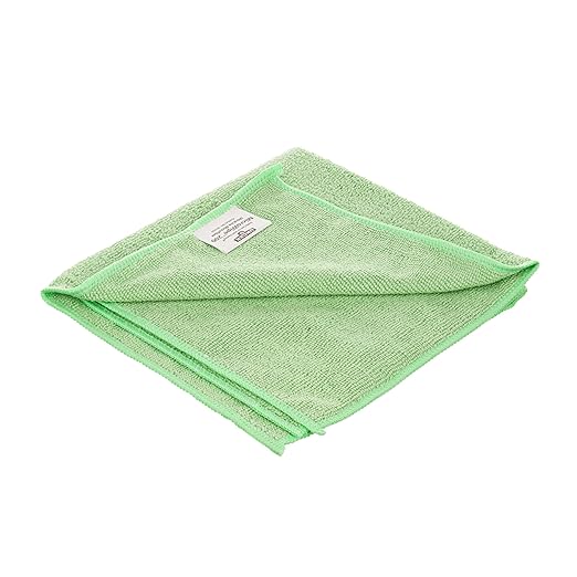 Unger Commercial MicroWipe™ 200 Ultralite Microfiber Cleaning Cloth, 16" x 16", Green, 10-Pack – Ideal for Light-Duty Dusting and Damp Cleaning ME400