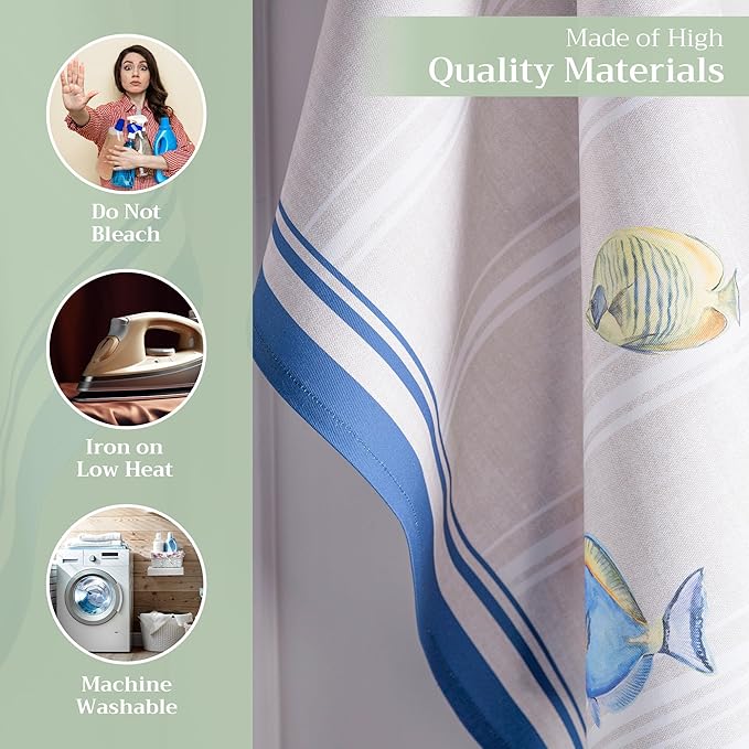 Maison d' Hermine Kitchen Towels Set of 3 100% Cotton 27.50" x 20" Reusable Cloth Tea Dish Towels Absorbent with Hanging Loop for Kitchen Farmhouse Hotel Spring Summer - Poisson