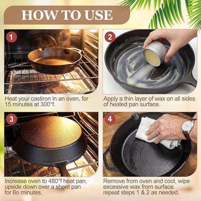 6 Pcs Cast Iron Cleaning Kit Includes Cast Iron Seasoning Wax, Chain Mail Scrubber, Cleaning Brush, Scrapers and Dish Towel Carbon Steel Care Set for Pan Grill Kitchen Supplies