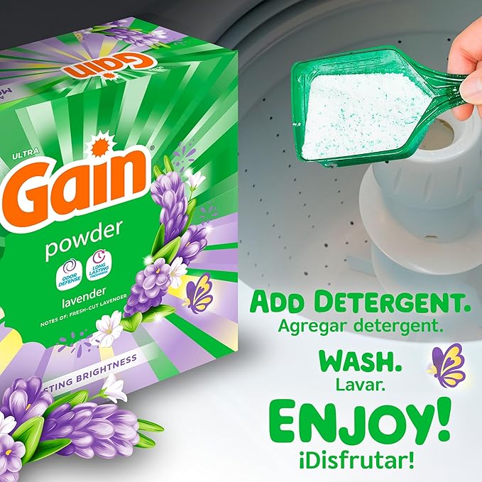 Gain Powder Laundry Detergent, Lavender Scent, 133 Loads, 123 OZ (Pack of 2)