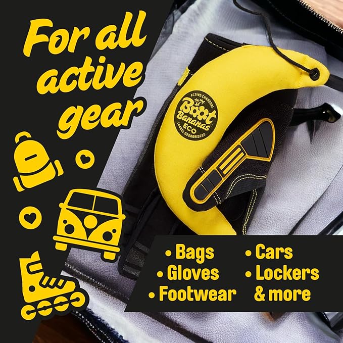 Boot Bananas Eco Travel Deodorisers | Light Weight, Sustainable, Reusable Sports Shoe & Glove Deodorizer Odour Neutralizer & Air Purifier | Eco-Conscious | Lasts up to 12 Months | 1 Pair