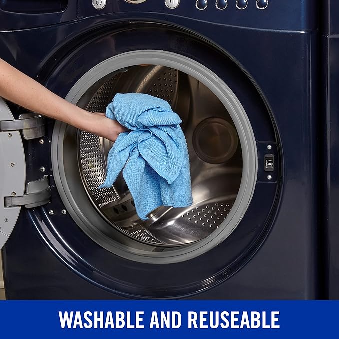 Quickie Microfiber Cleaning Cloth 14 x 14 Inches Blue Pack of 288 Washable and Reusable Ideal for Multi-Surface Indoor/Outdoor Dusting and Polishing
