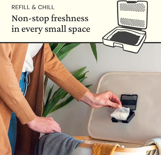 Fresh Wave Odor Removing Fresh Pod | 2 Refillable Fresh Pods & 2 Fresh Wave Packs | Safer Odor Relief | Natural Plant-Based Odor Eliminator for Small Spaces | Garbage Cans, Closets & Lockers