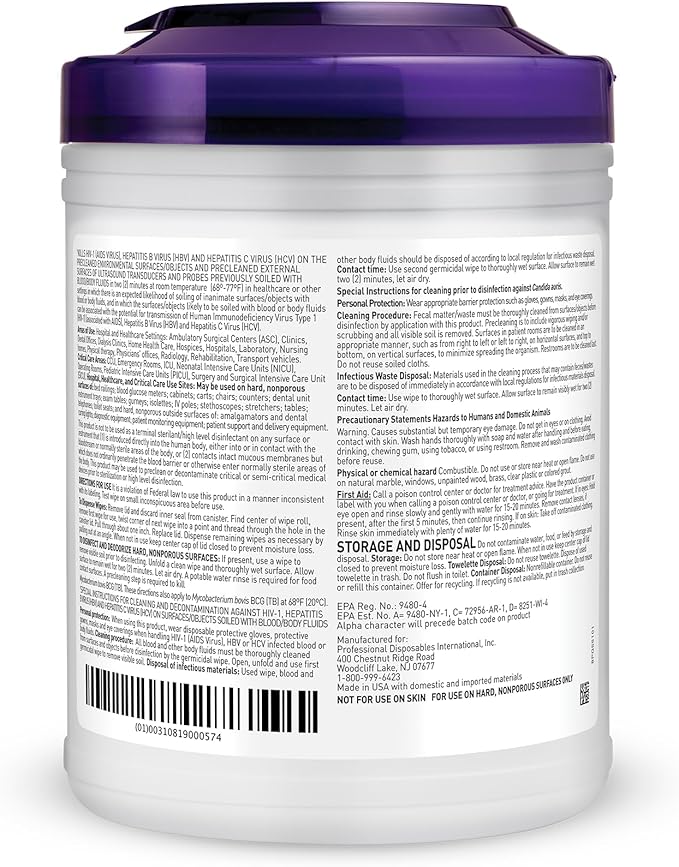 Professional Disposables Surface Disinfectant Super Sani-Cloth Wipes, 160Count (Pack of 2)