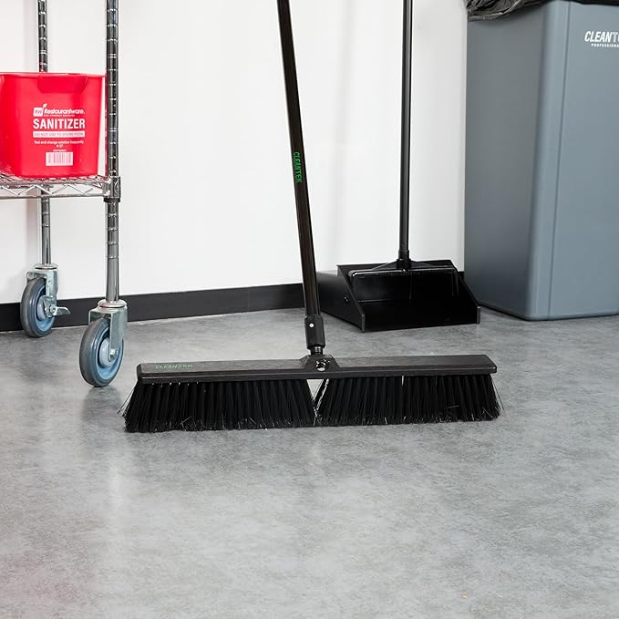 Restaurantware-BROOM HEAD ONLY: Clean Tek Professional 23.62-Inch Push Broom Head, 1 Heavy-Duty Cleaning Tool - Handle Sold Separately, Fine Flagged Bristles, Black Plastic, Outdoor Use