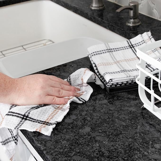 T-Fal Premium Waffle Dish Cloths: Highly Absorbent, Super Soft Long Lasting - 100% Cotton, 12"x13" Towel for Cleaning & Drying, (8-Pack), Neutral