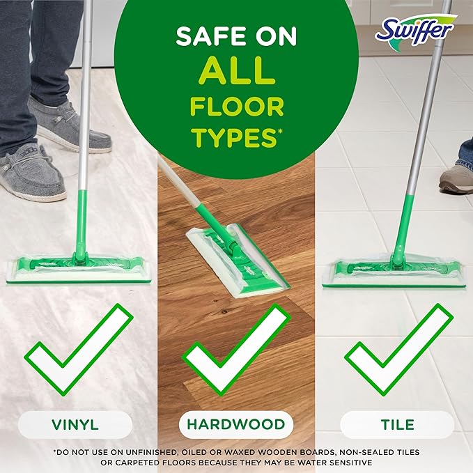 Swiffer Sweep + Mop, Wet Pads Refill, Floor Cleaner for Dirt, Dust, Hair, Cleaning Cloths for Mopping Home, Bathroom, Kitchen, All Purpose Multi-Surface Floor Wipes, Fresh and Gain, 36ct
