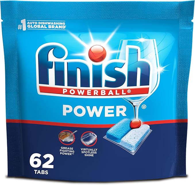 Finish Power Dishwasher Pods, No Pre-Rinse Dishwasher Detergent Soap For Deep Clean & Shine with Degreasing Power, 62 Count