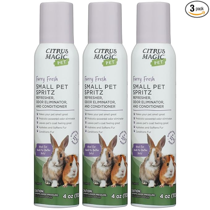 Citrus Magic Pet Small Pet Spritz Refresher, Odor Eliminator, and Conditioner, Furry Fresh, 4-Ounce, Pack of 3