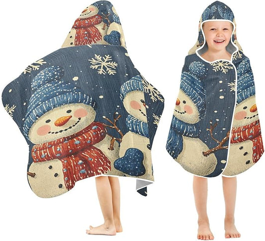 Blueangle Kids Bath Towel Wrap - Cute Cartoon Snowmen Hooded Kids Towel - Super Soft Absorbent Quick Dry Toddler Shower Pool Beach Towel #1