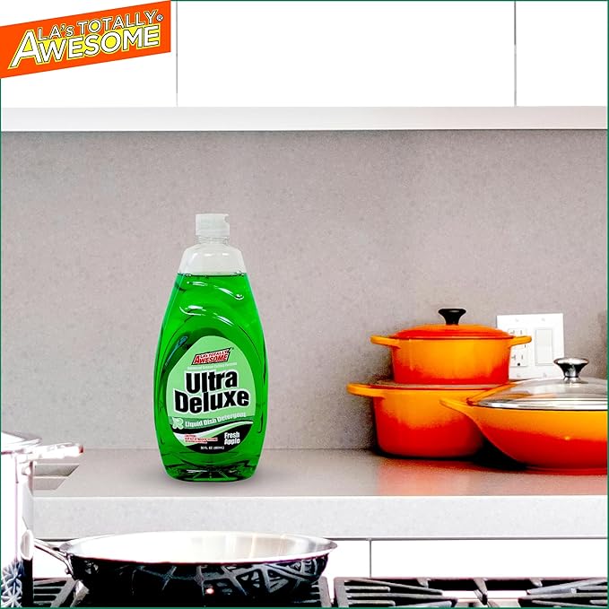 La's Totally Awesome Dish Soap Liquid – Fresh Apple Scent (30 fl oz, Pack of 8) – Grease-Fighting Dishwashing Liquid from Awesome Cleaner Brand