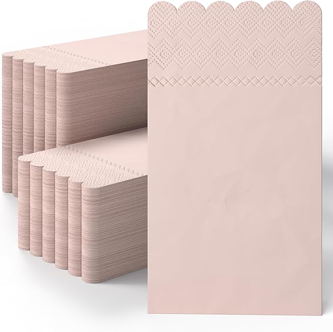 Party Solids Peach Scalloped Napkins Disposable 20 Pcs 3-Ply Peach Scalloped Dinner Napkins Disposable Decorative for Dinners & Parties, Paper Guest Towels for Bathroom & Party Supplies