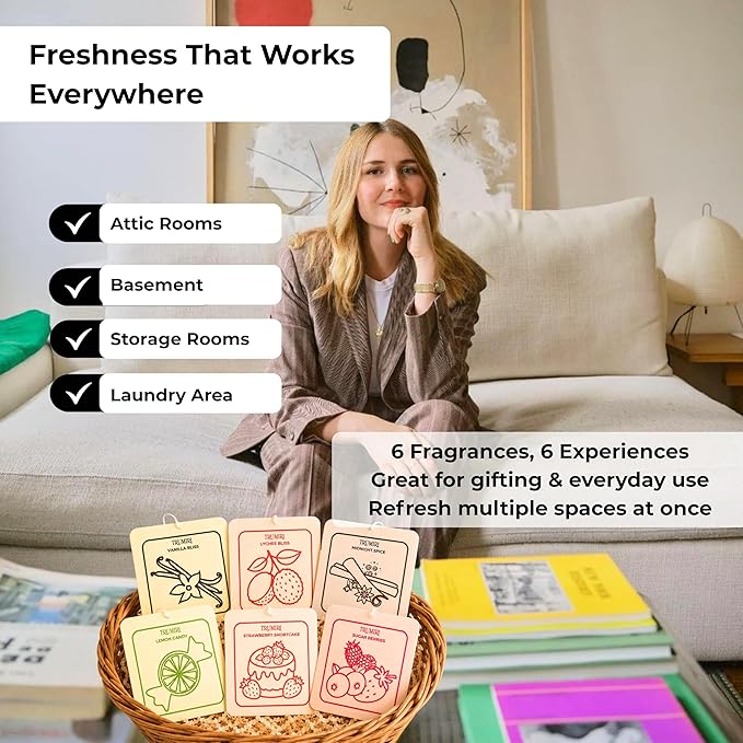 Room Deodorizer Gel Odor Eliminator For Home - Variety Pack Of 6 - Lemon Candy|Strawberry Shortcake|Lychee Bliss|Sugar Berries|Midnight Spice|Vanilla Bliss - Bathroom Air Freshener Odor Absorber