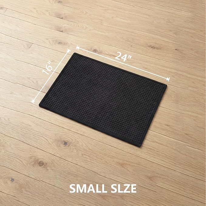 Bathroom Rugs Non Slip Washable, Super Absorbent Thin Bath Mat for Small Quick Dry Low Pile Bathroom Rug, (Black, 24″x16″)