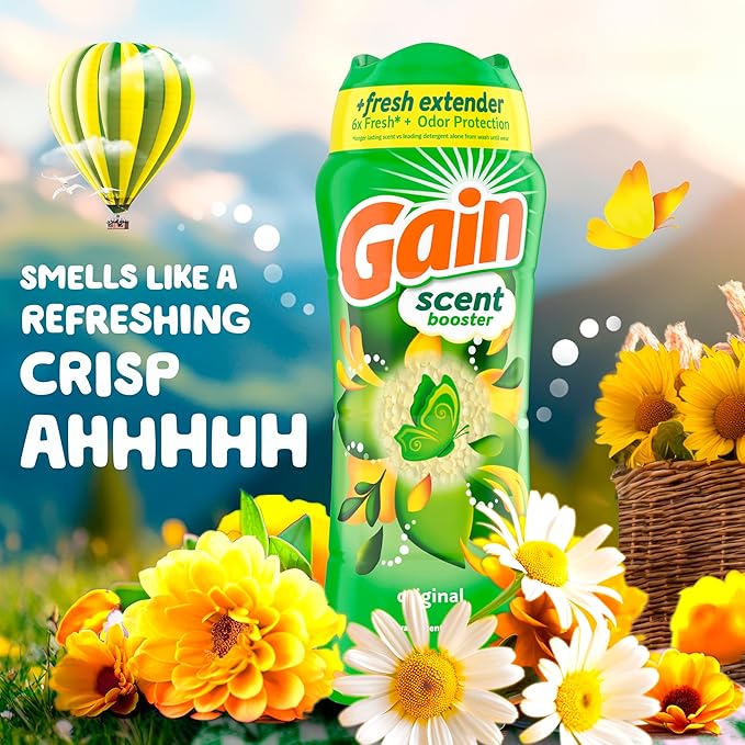 Gain Laundry Bundle: Gain Flings Laundry Detergent Pacs (2x35ct), Dryer Sheets (2x34ct), Fireworks Laundry Scent Booster Beads (14.8oz)