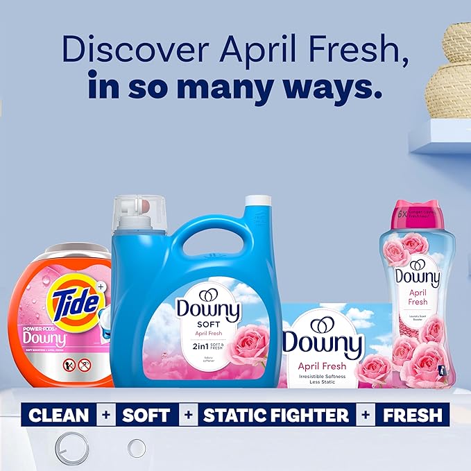 Downy Liquid Fabric Softener,April Fresh 2-in-1 Fresh & Soft,140 Fl Oz,190 Loads,Fabric Conditioner For Freshness And Softness,(Pack of 2)