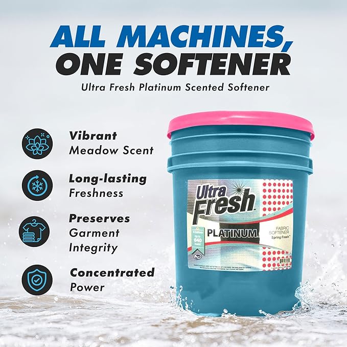 Ultra Fresh Liquid Laundry Fabric Softener, Platinum, 5 Gal, Spring Fresh - Household and Commercial Cleaning Supplies and Accessories for Clothing Items and Fabrics