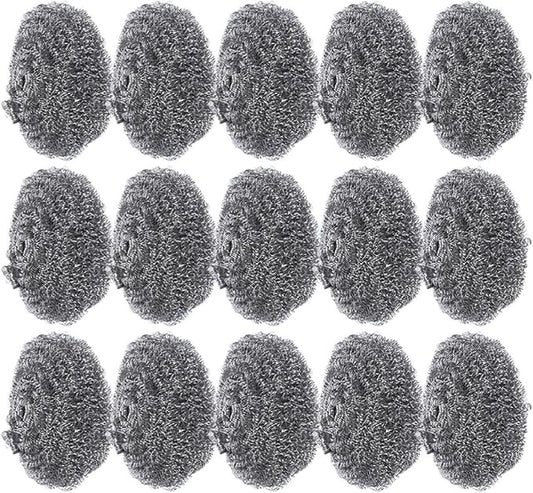 15pcs Steel Wool Pot Scrubbers Kitchen Cleaning Brush Metal Scourer Pads for Dishwashing and Pan Cleaning Household Supplies