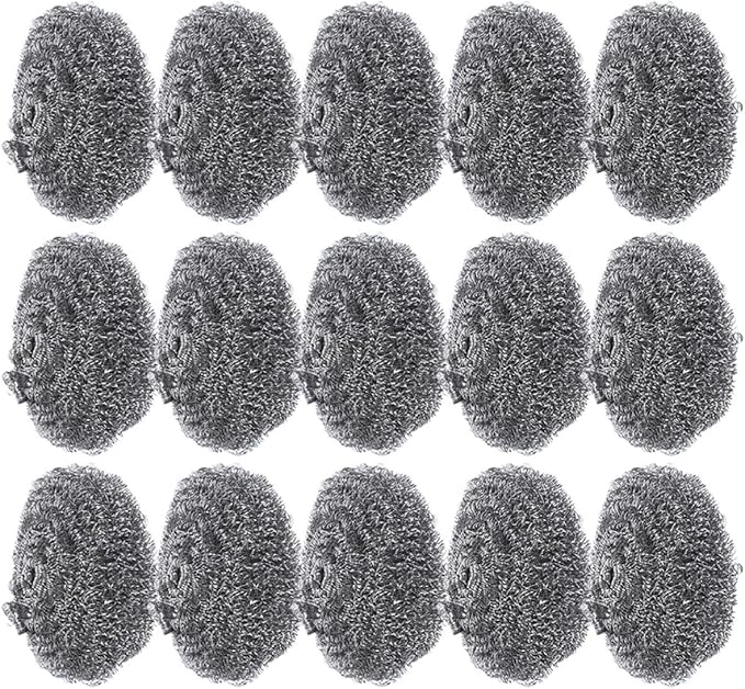 15pcs Stainless Steel Scrubbers Wire Ball Pot Cleaning Scrubber Set 22g Heavy Duty Dishwashing Pads for Kitchen Pan and Pot Cleaning Household Supplies
