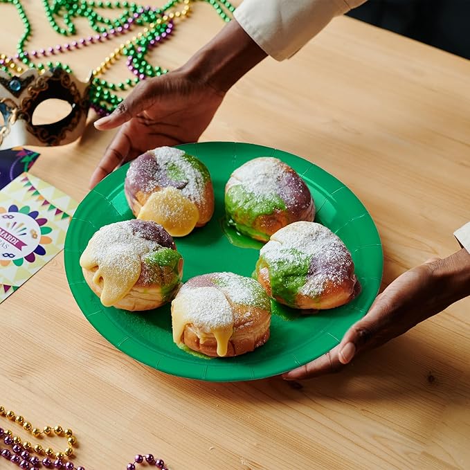 Kochorie 60 Pieces Mardi Gras Disposable Paper Plates 9 Inch Heavy Duty Dinner Plates, Solid Color, Carnival Table Decorations Mardi Gras Party Supplies for Birthdays, Weddings, Daily Use