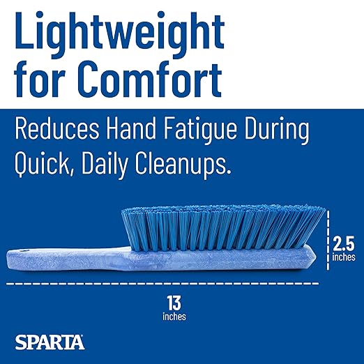 SPARTA 8 Inch Soft Counter Brush with Polyester Bristles and 5 Inch Handle, Color Coded Handheld Broom for Tables Countertops and Foodservice Surfaces, 13 Inch Overall Length, Blue, Pack of 6