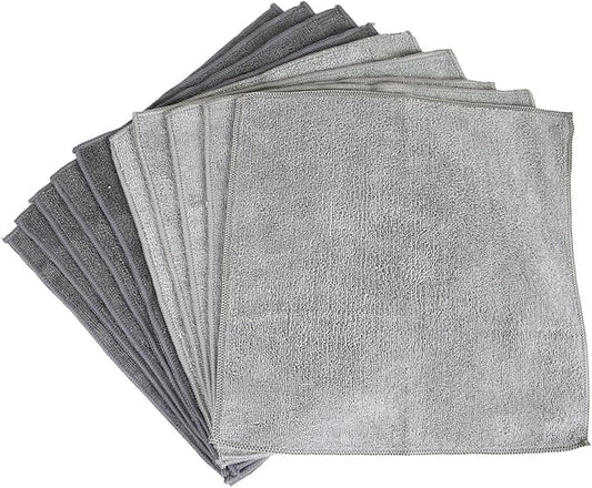 Sophisti-clean Microfiber Cleaning Cloths, Attract Dust Like a Magnet, Use Wet or Dry, Ultra Soft and Absorbent, Non-Abrasive, Streak Free, Reusable, Machine Wash, Gray, 10 Pack