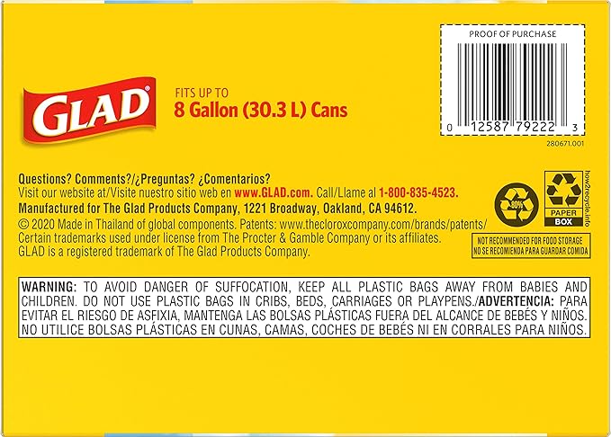 Glad Medium Trash Bags, 8 Gallon, Febreze Fresh Clean Garbage Bags, With Odor Control and Drawstring, 80 Count (Pack of 12)