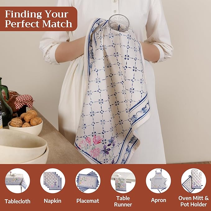 Maison d' Hermine Kitchen Towels Set of 3 100% Cotton 27.50" x 20" Reusable Cloth Tea Dish Towels Absorbent with Hanging Loop for Kitchen Farmhouse Hotel Spring Summer - Faience