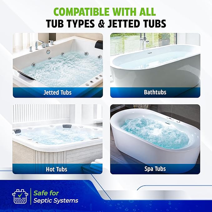 True Fresh Jetted Tub Cleaner Tablets – 12 Cleaning Tablets for Bathtub Jets & Spa Systems, Jet Tub Cleaner for Whirlpool Jets, Removes Scale & Residue, Hot Tub Jet Cleaner System, 1 Year Supply