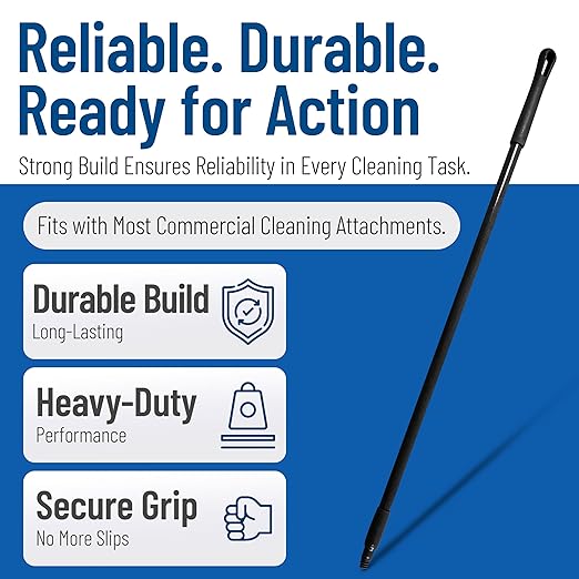 SPARTA 41225EC03 Fiberglass Broom Handle, Mop Handle, Replacement Handle With Acme Threaded Tip For Commercial Cleaning, 48 Inches, Black, (Pack of 12)