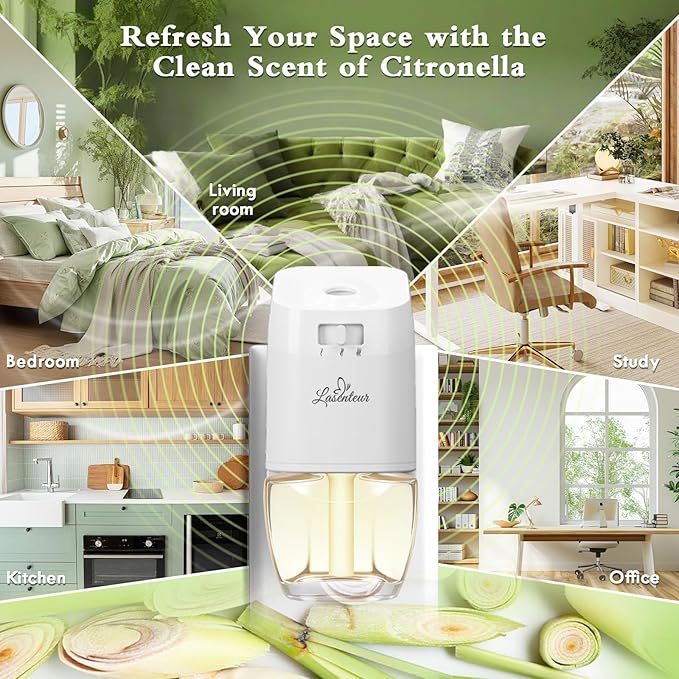 Plug In Air Freshener Refills for Home, 6 Pack Citronella Scent, Summer Fresh Aroma, Compatible with Air Wick & Glade, Not for Glade Plus, Home Fragrance 3.96 Fl Oz for Indoor, Backyard, Hallway