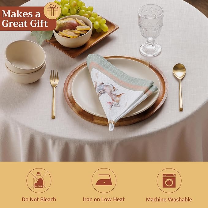 Maison d' Hermine 100% Cotton Cloth Napkins Set of 4 Everyday Reusable Square Napkins Cloth Washable Dinner Party Wedding Restaurant Hotel Kitchen Spring Summer (Rabbits At Dawn, 18" x 18")