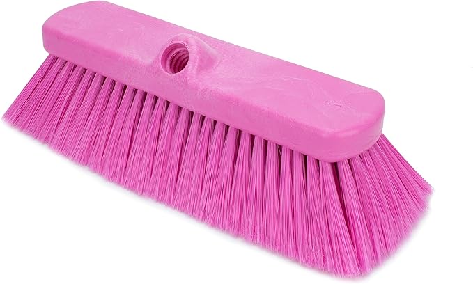 SPARTA 41278EC26 Flo-Thru Plastic Wall Scrub Brush, Equipment Brush With Soft Nylex Bristles For Industrial Kitchens, Hospitals, Commercial Cleaning, 4 Inches, Pink