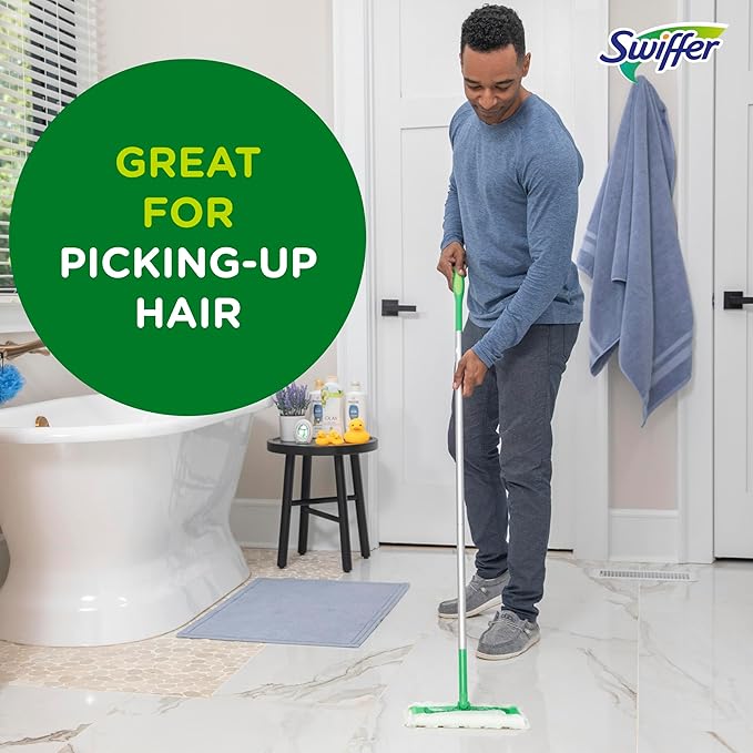 Swiffer Sweep + Mop, Dry Pads Refill, Floor Cleaner for Dirt, Dust, Hair, Cleaning Cloths for Mopping Home, Bathroom, Kitchen, Dust Mop, Floor Duster, Lavender, 52ct
