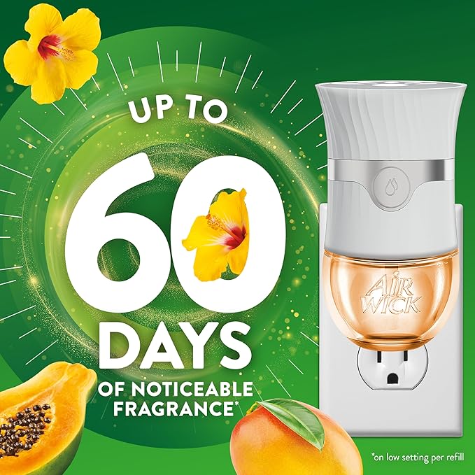 Air Wick Plug-In Scented Oil Air Freshener Warmer Refills, Hawaii Exotic Papaya and Hibiscus Flower, 6 Count