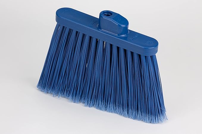 SPARTA 41082EC14 Plastic Color Coded Broom, Flagged Bristles, Long Broom With Angled Head For Large Debris, 56 Inches, Blue