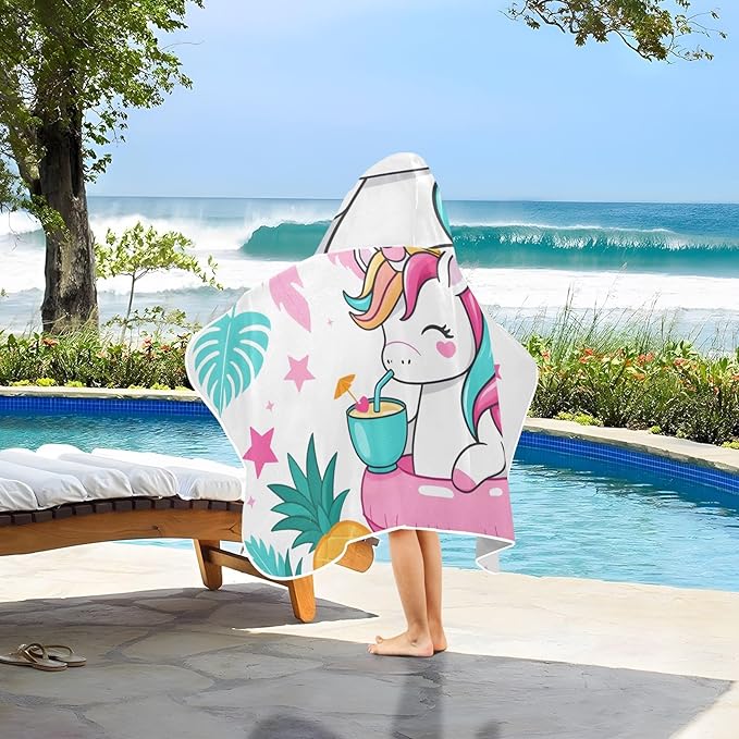 SUABO Kids' Bath Towels Flamingo Unicorn Hooded Towels for Boys Girls,Toddler Towels Multi-Purpose for Beach,Pool and Bathroom,23.5" x 50", Soft and Highly Absorbent