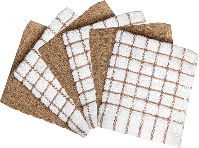 Bumble Dish Cloths (6 Pack) | 12” x 12” | 100% Cotton Kitchen Towels | 405 GSM | Soft, Highly Absorbent & Durable Dish Towels for Kitchen | Tan