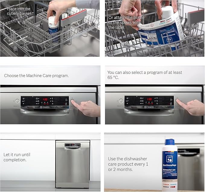 Dishwasher Care 250ml compatible with Bosch Siemens Neff Gaggenau, Removes Grease and Limescale