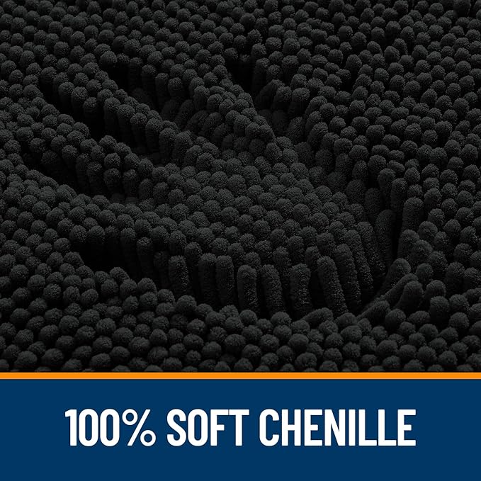 OLANLY Large Bathroom Rugs 40x32, Extra Soft Absorbent Chenille Bath Rugs, Rubber Backing Quick Dry, Machine Washable Bath Mats for Bathroom Floor, Tub and Shower, Home Decor Accessories, Black