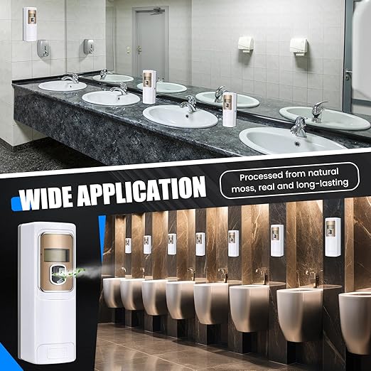 Rossesay 2 Pcs Automatic Air Freshener Spray Dispenser with Screen LCD Perfume Dispenser Wall Mount/Standing Capacity for Bathroom Hotel Office Commercial Place(White)